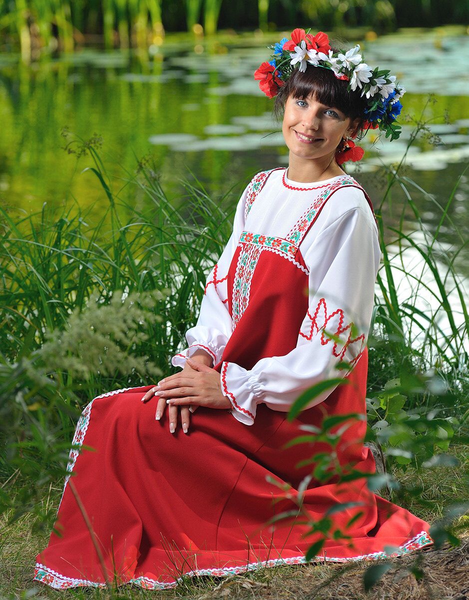 Beautiful girl Girls in Slavic costumes in Surabaya